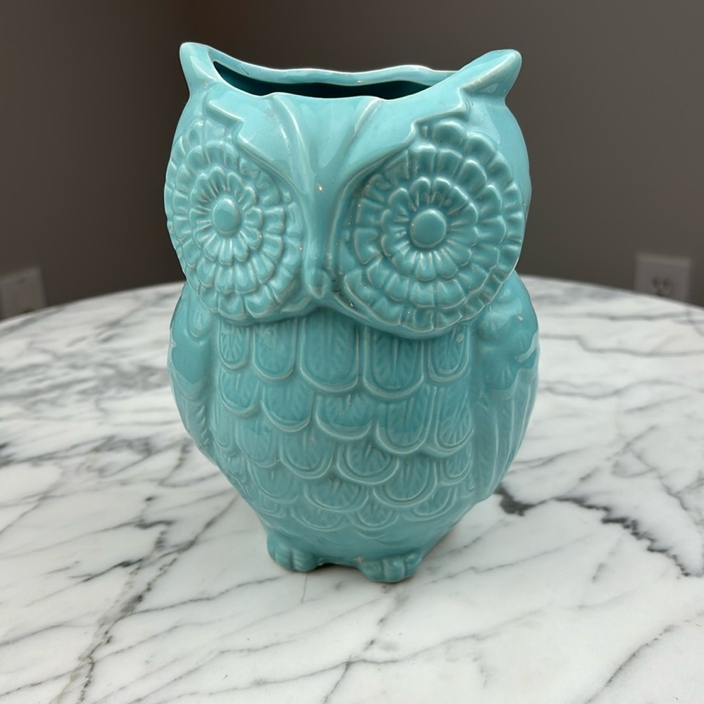World Market Blue Owl Vase